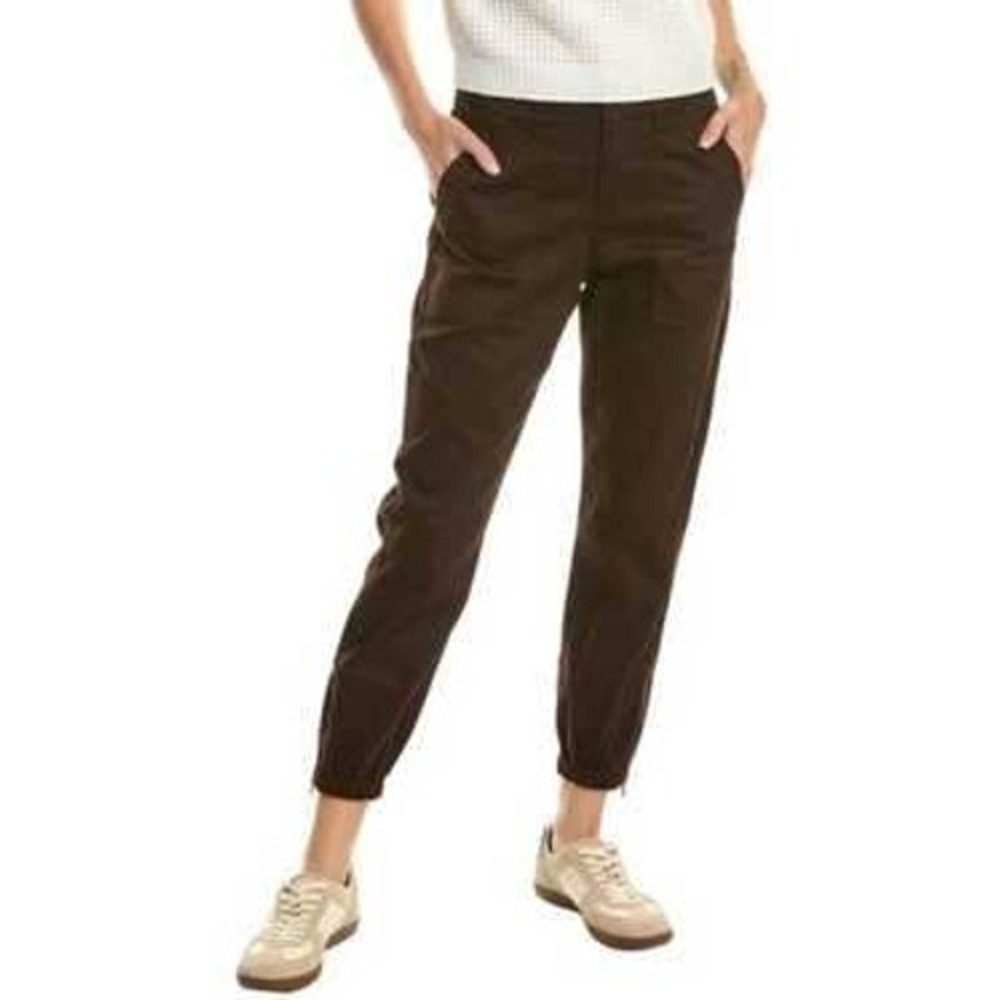 Cabi Brown Denim Joggers Patch Pocket Zip Ankle Size 8
